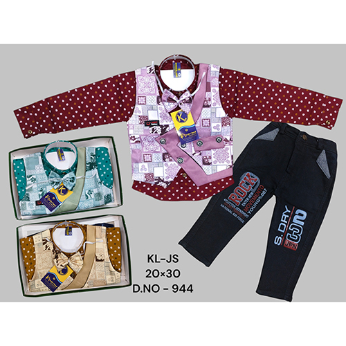 944 Premium Cotton 3 Piece Baba Suit - Age Group: Kids