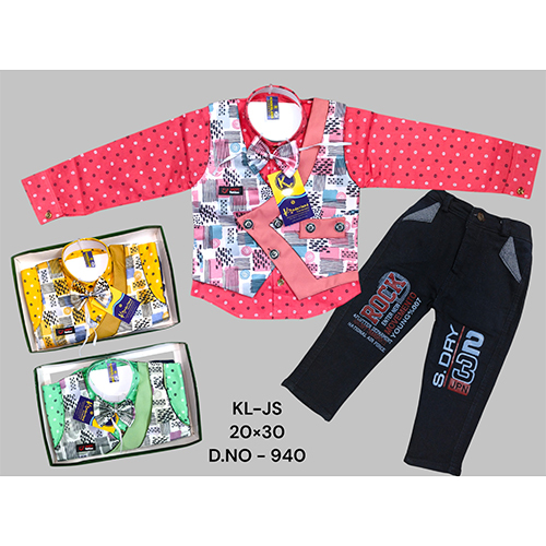 940 Premium Cotton 3 Piece Baba Suit - Age Group: Kids