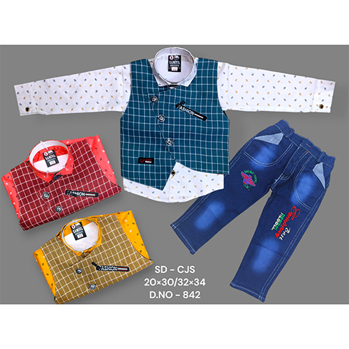 842 Premium Cotton 3 Piece Baba Suit - Age Group: Kids