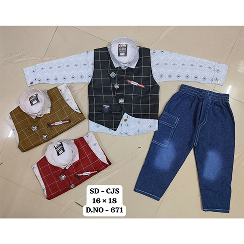 671 Poly Lafar 3 Piece Baba Suit Set - Age Group: Kids