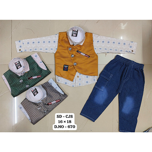 670 Poly Lafar 3 Piece Baba Suit Set - Age Group: Kids