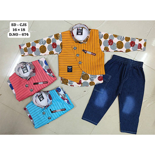 674 Poly Lafar 3 Piece Baba Suit Set - Age Group: Kids