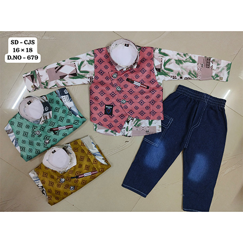 679 Poly Lafar 3 Piece Baba Suit Set - Age Group: Kids