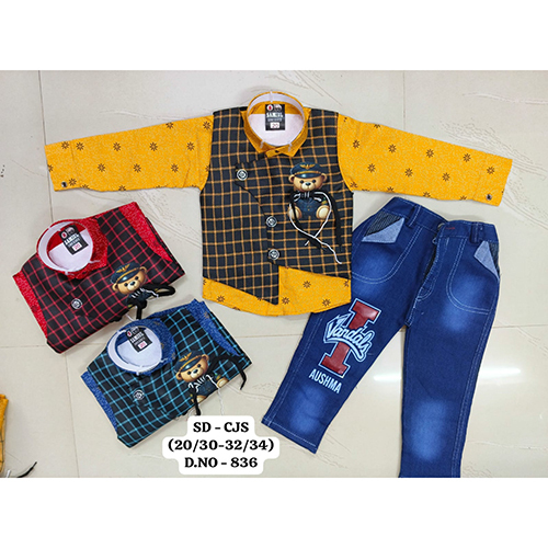 836 Premium Cotton 3 Piece Baba Suit Set - Age Group: Kids
