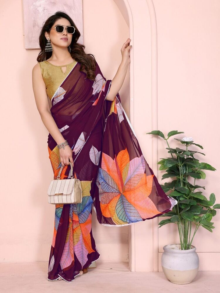 Beautiful Georgette Saree - Bust Size: 40 Inch (In)