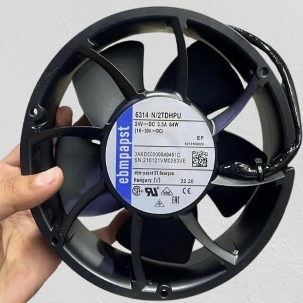 ebmpapst 6314 N/2TDHPU Axial Fan 24V-3.5A 84W DC Brushless Air Cooling Fan 7200 RPM 172 * 172 * 51mm 4-Wire (Metal)