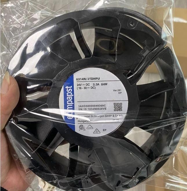 ebmpapst 6314 N/2TDHPU Axial Fan 24V-3.5A 84W DC Brushless Air Cooling Fan 7200 RPM 172 * 172 * 51mm 4-Wire (Metal)