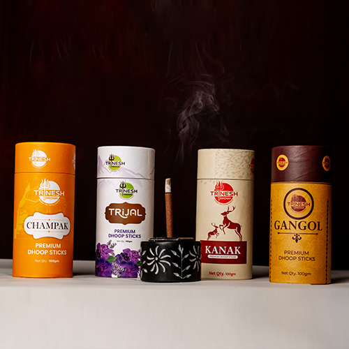 100G Champak Trijal Kanak Gangol Premium Dhoop Sticks Combo - Color: Brown