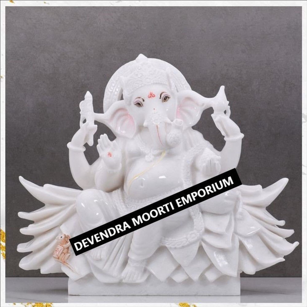 WHITE MAKRANA MARBLE  GANESH JI STATUE
