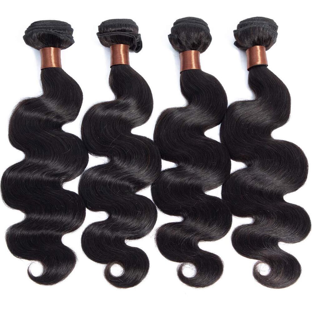 Virgin Hair With Lace Frontal Unprocessed Virgin Human Hair Bundles With Lace Frontal Body Wave Natural Black Color