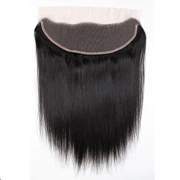 Brazilian Virgin Hair Straight Human Hair 13 by 4 Lace Frontal 1 Piece 12 Inches Natural Black Color