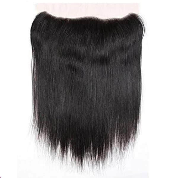 Brazilian Virgin Hair Straight Human Hair 13 by 4 Lace Frontal 1 Piece 12 Inches Natural Black Color