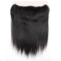 Brazilian Virgin Hair Straight Human Hair 13 by 4 Lace Frontal 1 Piece 12 Inches Natural Black Color