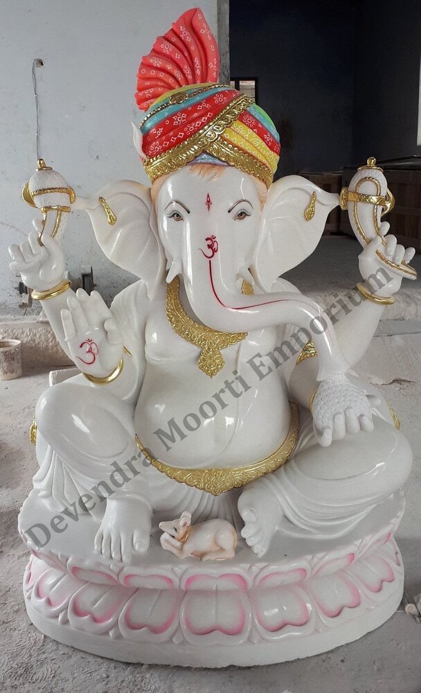 White Makrana Marble Ganesha Statue