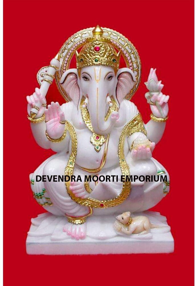 White Polished Marble Ganesh Statue IN MUMBAI