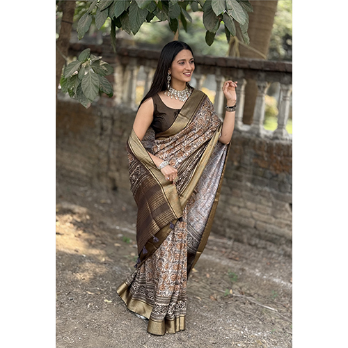 Mal Cottan Chex Chit Pallu-et-2098 Printed Saree - Color: Multicolor