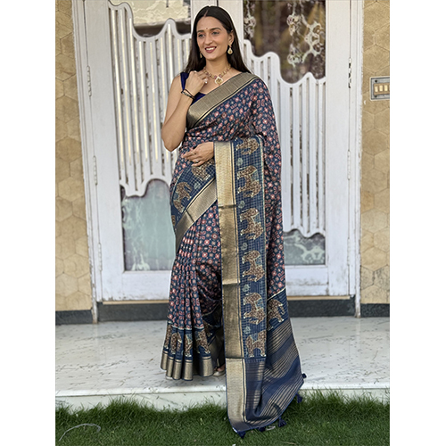Mal Cottan Chex Chit Pallu-Et-2492 Printed Saree - Color: Multicolor