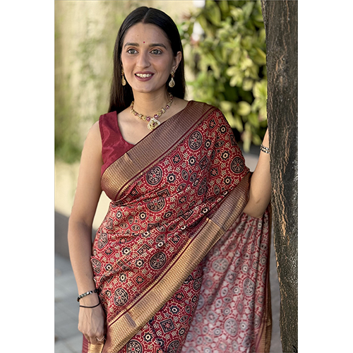 Chex Printed Saree - Mal Cotton, 5.5 Meters, Maroon Base With Multi-colored Chex Pattern, Contrast Zari Woven Border, Woven Chit Pallu, Ethnic Appeal