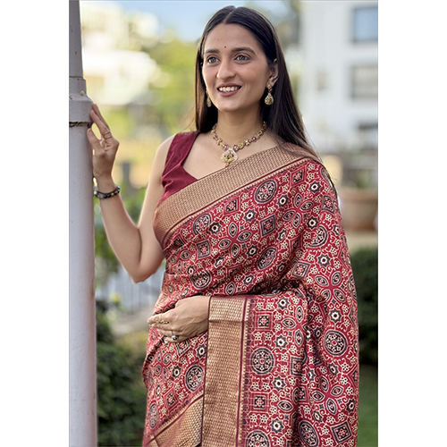 Chex Printed Saree - Mal Cotton, 5.5 Meters, Maroon Base With Multi-colored Chex Pattern, Contrast Zari Woven Border, Woven Chit Pallu, Ethnic Appeal