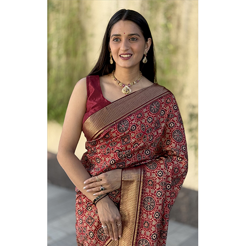 Chex Printed Saree - Mal Cotton, 5.5 Meters, Maroon Base With Multi-colored Chex Pattern, Contrast Zari Woven Border, Woven Chit Pallu, Ethnic Appeal