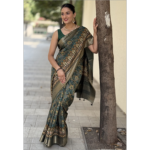 Mal Cottan Chex Chit Pallu-Et-2096 Designer Printed Saree - Color: Multicolor
