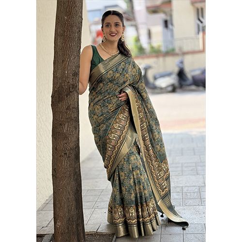 Mal Cottan Chex Chit Pallu-et-2096 Designer Printed Saree - Color: Multicolor