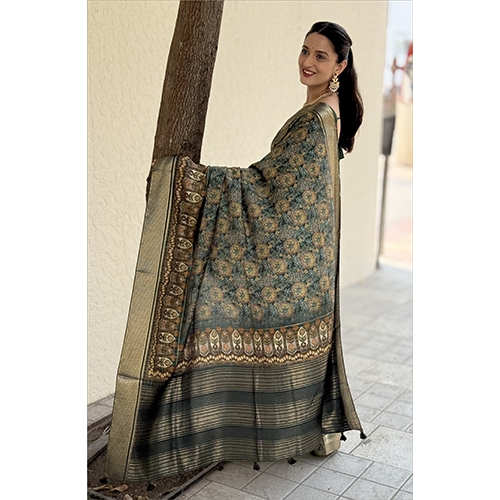 Mal Cottan Chex Chit Pallu-et-2096 Designer Printed Saree - Color: Multicolor