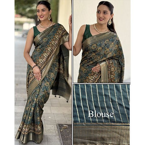 Mal Cottan Chex Chit Pallu-et-2096 Designer Printed Saree - Color: Multicolor