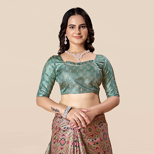 Kkspp-Et-1774-Light Blu Printed Bandhani Saree - Color: Multicolor