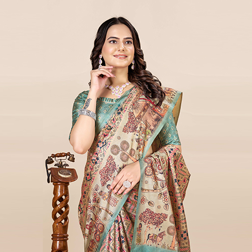 Kkspp-et-1774-light Blu Printed Bandhani Saree - Color: Multicolor