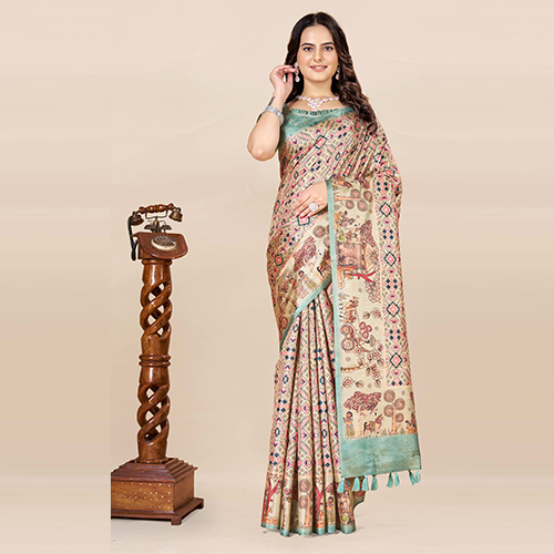 Kkspp-et-1774-light Blu Printed Bandhani Saree - Color: Multicolor
