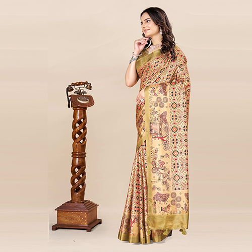 KKSPP-ET-1774-Green Printed Bandhani Saree