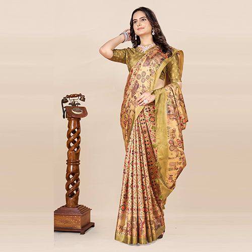 KKSPP-ET-1774-Green Printed Bandhani Saree