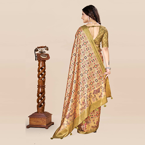 KKSPP-ET-1774-Green Printed Bandhani Saree