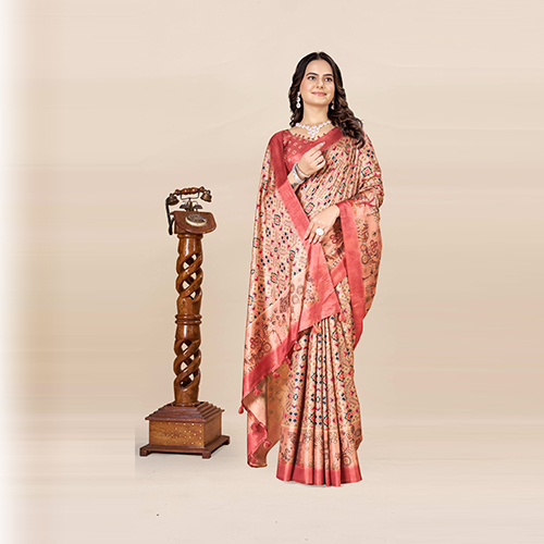Kkspp-et-1774 Gajari Printed Bandhani Saree - Color: Multicolor