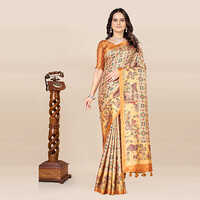 Mustard Printed Bandhani Saree - Color: Multicolor