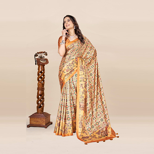 KKSPP-ET-1774-Mustard Printed Bandhani Saree