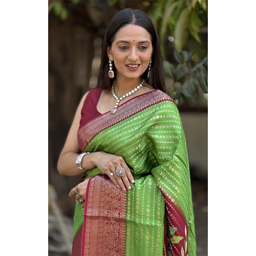 Glossy Finish Saree - Color: Maroon