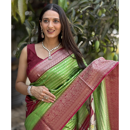 Glossy Finish Saree - Color: Maroon