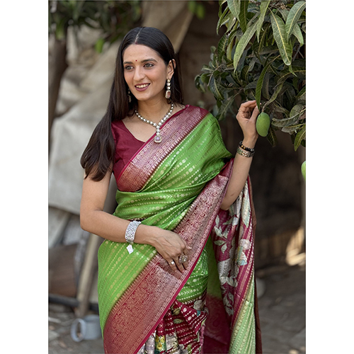 Glossy Finish Saree - Color: Maroon
