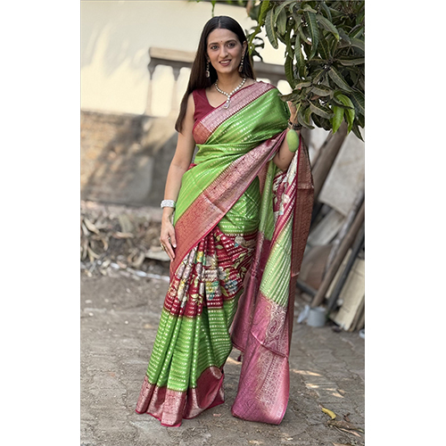 Glossy Finish Saree - Color: Maroon