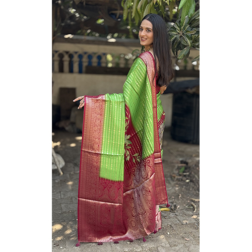 Glossy Finish Saree - Color: Maroon