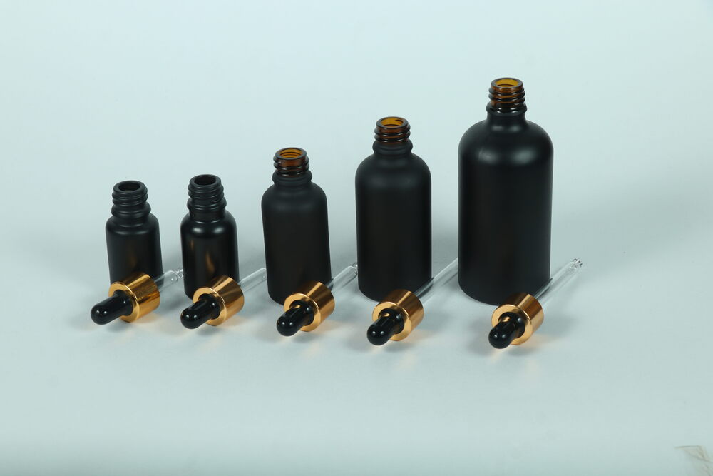 10-100ML BLACK MATTE GLASS DROPPER BOTTLE