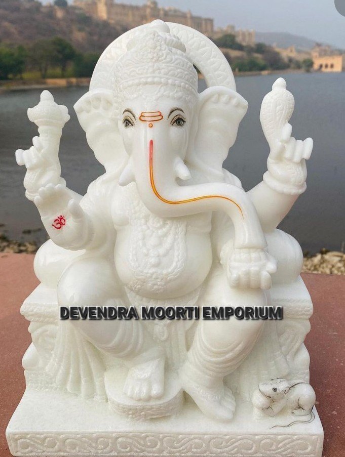 Makrana Marble Beautiful Craved Marble Ganesh Statue
