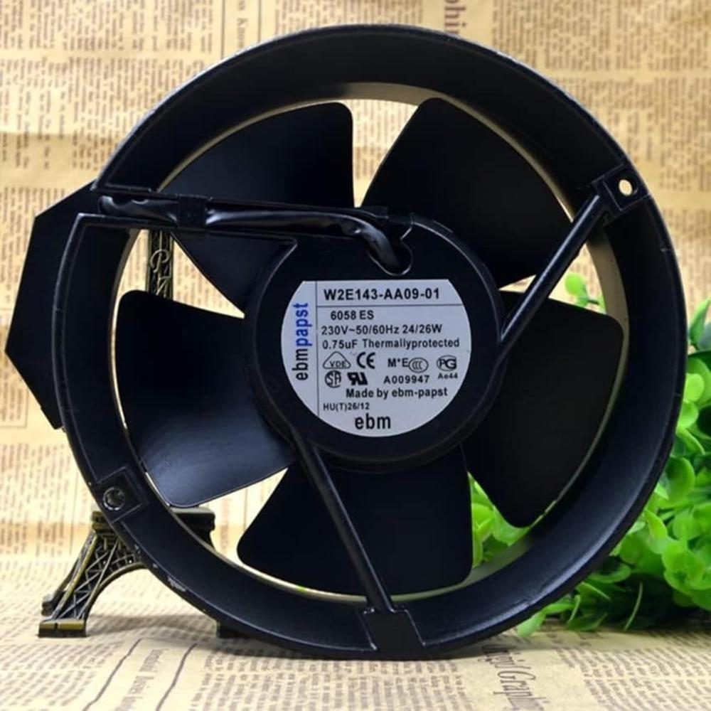 ebmpapst W2E143-AA09-01 Axial Fan 230~50/60Hz 24/26W DC Brushless Air Cooling Fan 3300 RPM 172 * 172 * 51mm (Metal)