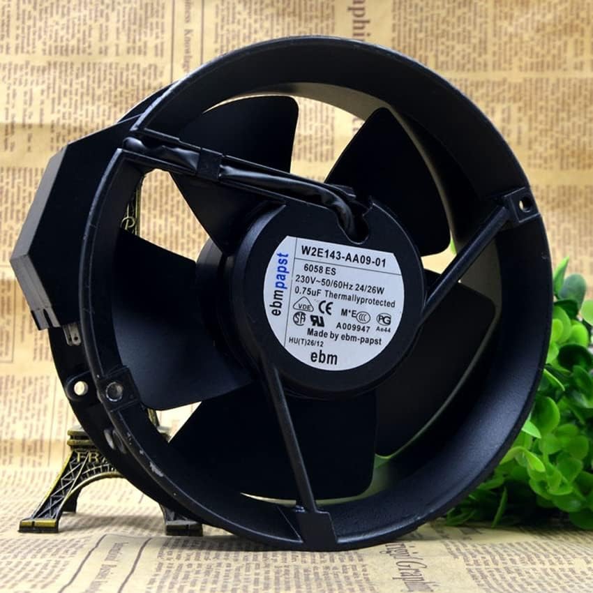 ebmpapst W2E143-AA09-01 Axial Fan 230~50/60Hz 24/26W DC Brushless Air Cooling Fan 3300 RPM 172 * 172 * 51mm (Metal)