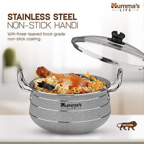 Non Stick Aluminium Handi With Glass Lid