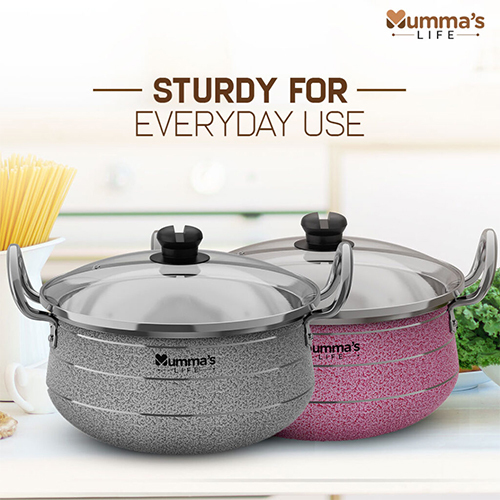 Non Stick Aluminium Handi With Glass Lid