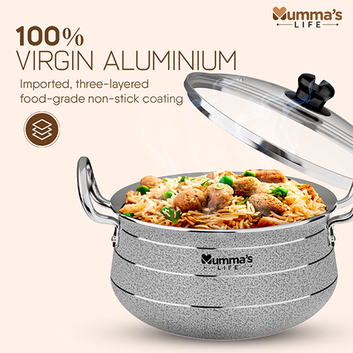 Non Stick Aluminium Handi With Glass Lid