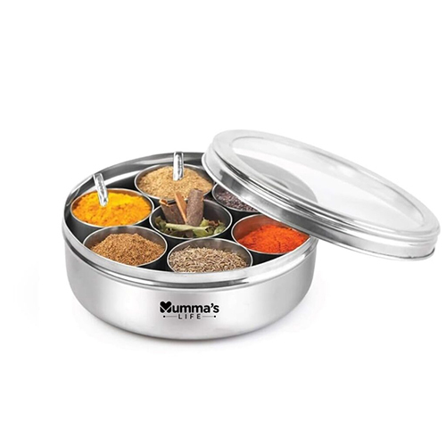 Masala Box With Glass Lid - Color: Silver